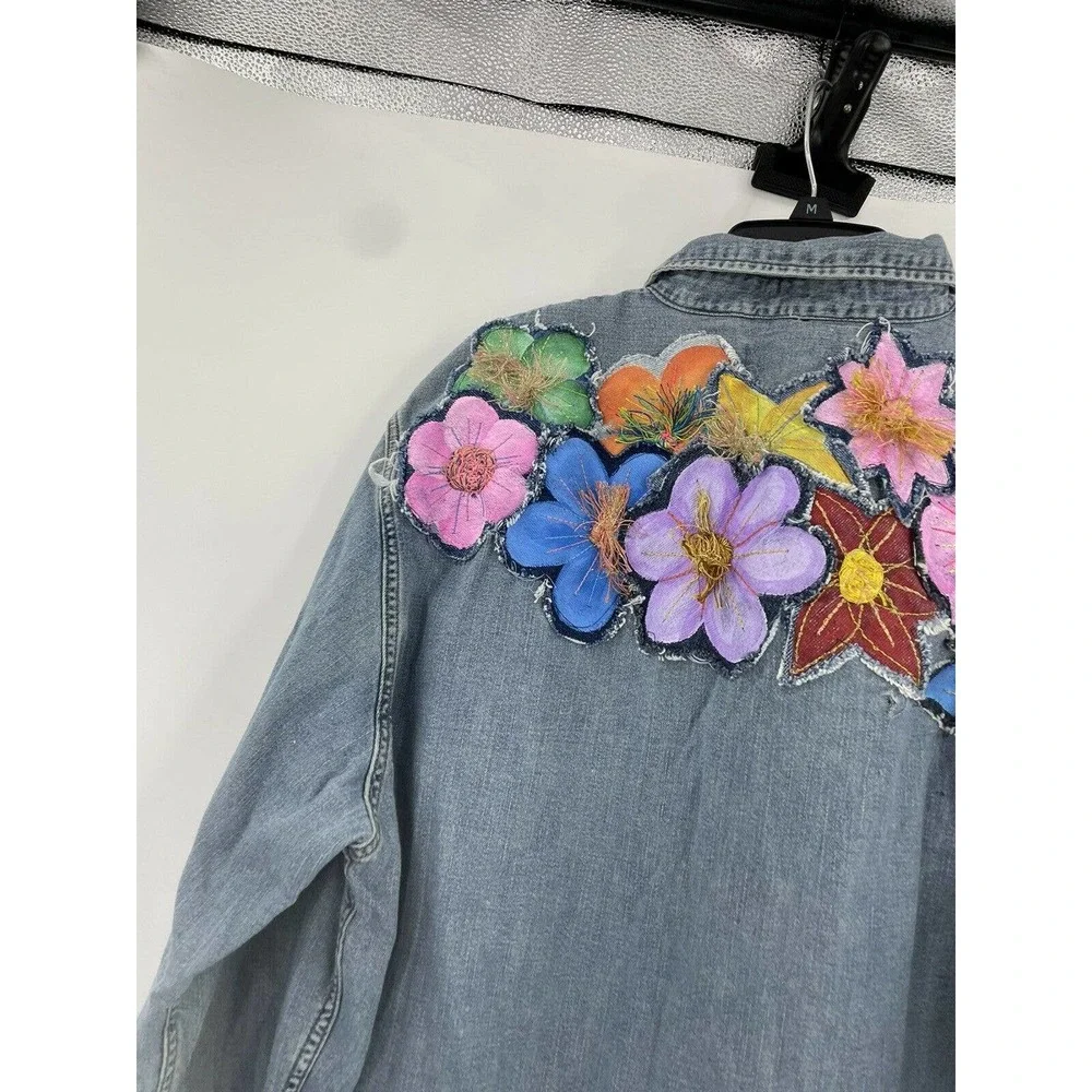 Free People Rialto Jean  Brin Floral Patch Shirt - Picture 4 of 7